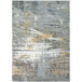 A gray and gold abstract Couristan area rug.