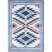 An Abani Molana Collection beige rug with a southwestern diamond pattern in blue and red.