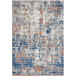 An Abani Casa Collection area rug with blue, orange, and grey abstract designs.