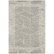 A close-up of an Abani Cabo Collection area rug with a geometric pattern in cream and gray.