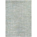 A close-up of a Couristan Cape Falmouth ivory and hunter runner rug with a white fabric and black lines.