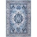 An Abani Molana Collection beige and blue area rug with a traditional medallion pattern.