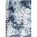 An Abani Arto Collection blue and white area rug with a large abstract pattern.