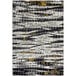 An Abani Arto Collection yellow, grey, and black striped rug.