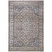 An Abani Lola Collection brown vintage geometric medallion area rug with a beige and grey intricate pattern.