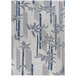 A Couristan area rug with ivory and blue bamboo stripes.