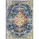 An Abani Casa Collection multicolor traditional area rug with a blue and orange ornate design.