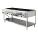 A stainless steel electric five pan hot food table with sealed wells and an open lower shelf.