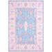 An Abani Molana Collection pink and blue area rug with ornate designs.