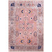 An Abani Molana Collection pink and beige vintage folk area rug with an ornate design.