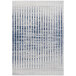An Abani Atlas Collection area rug with blue and gray vertical lines.