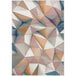 A close up of the fabric of a multicolor Abani Arto Collection area rug with a 3D geometric pattern.