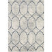 A close up of a cream and grey Abani Arto Collection area rug with a geometric pattern.