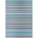 A close up of a Couristan Cape Brockton area rug with blue and white stripes.