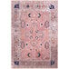 An ornate pink and beige Abani Molana Collection area rug with a pink and blue design.