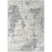 A close-up of a Couristan Dreamscape Watercolors ivory and gray runner rug with a distressed look.