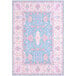 An Abani Molana Collection blue and pink vintage folk area rug with an ornate design.