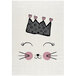 A pink area rug with a cat face and crown in a pink circle.