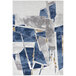 An Abani Atlas Collection blue and grey abstract block area rug with geometric shapes.