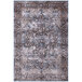 An Abani Lola Collection brown rug with a blue and grey floral medallion pattern.