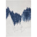 A blue and gray Abani Atlas Collection area rug with a wave pattern.