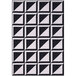 A cream and black area rug with a geometric square pattern.