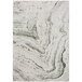 A close up of a green and white Abani Atlas Collection marble area rug with an abstract pattern.