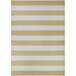 A beige and white striped Couristan runner rug with a white border.