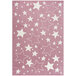A pink rug with white star patterns.