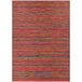 A close-up of a Couristan Cape Hinsdale Crimson multi-colored striped runner rug with red and blue stripes.