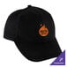 A black Chef Revival baseball cap with orange embroidered flames.