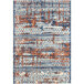 A 4' x 6' multicolor area rug from Abani Casa Collection with blue and orange geometric patterns.