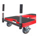 A red Snap-Loc panel cart dolly with black wheels and a handle.