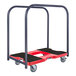 A red Snap-Loc panel cart with black handles.