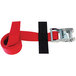 A red fabric Snap-Loc tie-down strap with a metal ratchet buckle.