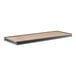 A brown rectangular particleboard shelf with a black Z-frame.