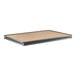 A black rectangular particleboard shelf.