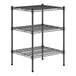 A black metal Regency wire shelving kit with three shelves.