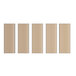 A row of rectangular black particleboard shelves for boltless shelving.