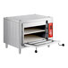 A silver Avantco double deck countertop oven with a door open.