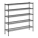 A black metal Regency wire shelving unit with five shelves.