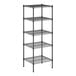 A black metal Regency wire shelving unit with five shelves.