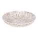 A white melamine bowl with a brown marble pattern.
