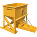 A yellow Jescraft forklift concrete beam bucket with chains.