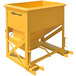 A yellow metal Jescraft forklift concrete bucket.