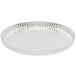 A round silver Gobel tin-plated steel tart pan with a ruffled edge and removable bottom.
