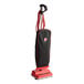 A black and red Hoover Prime Lite upright vacuum cleaner with red accents.