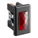 A black rectangular object with a red indicator light.