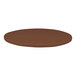 A brown round table top on a white background.