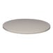 A Perfect Tables 30" Outdoor Round Smooth Stone Gray Table Top on a round table.